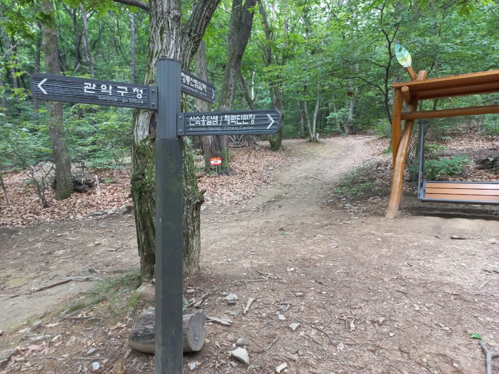 청룡산 도시자연공원 체력단련장(산스장) 이정표